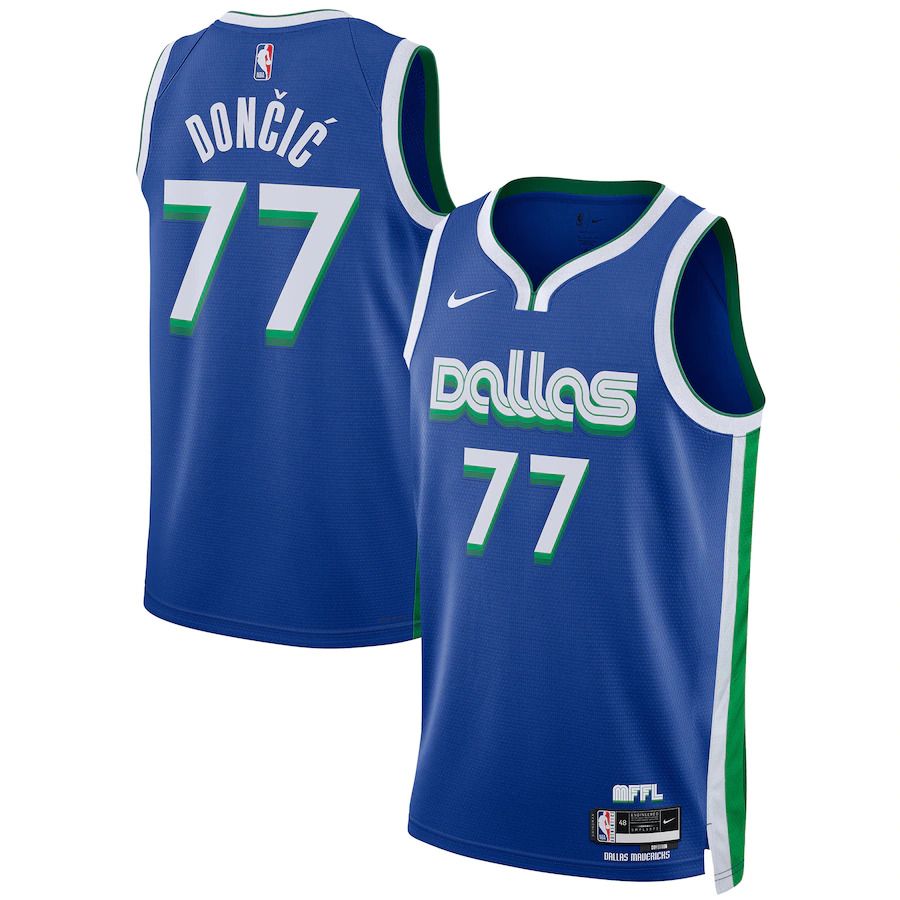 Men Dallas Mavericks #77 Luka Doncic Nike Blue City Edition 2022-23 Swingman NBA Jersey->denver nuggets->NBA Jersey